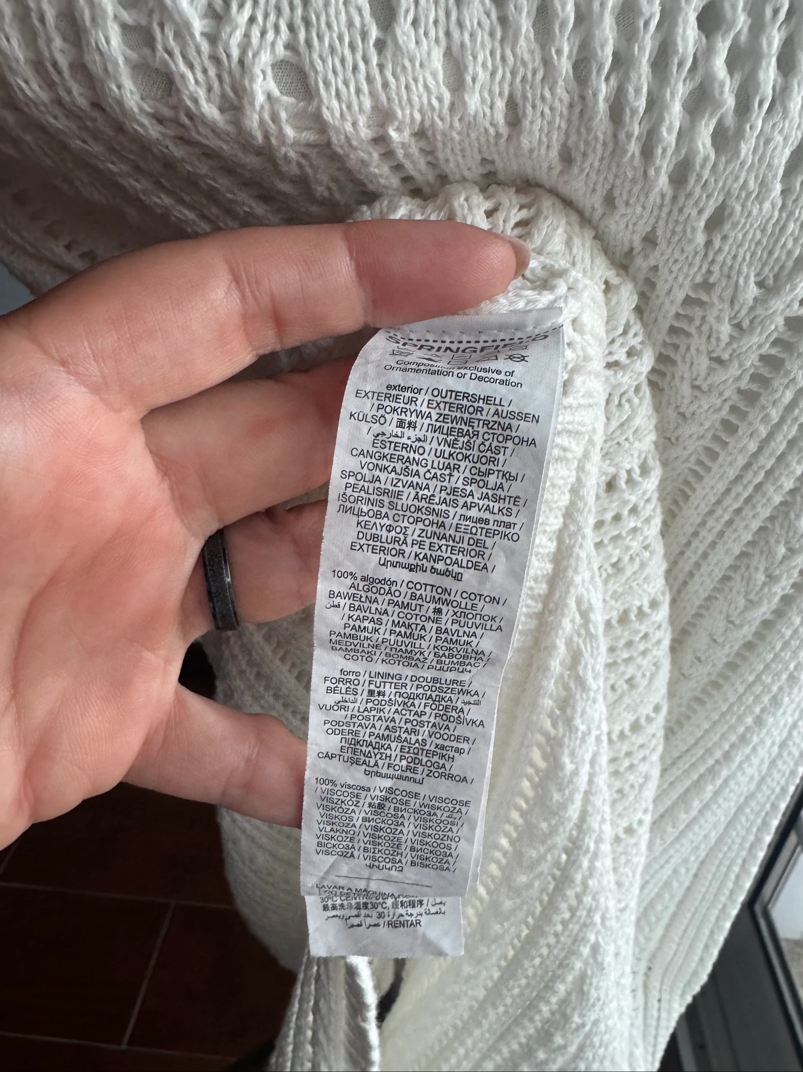 Vestido blanco de punto Springfield L – 100% Algodón – Usado 1 vez – photo 11